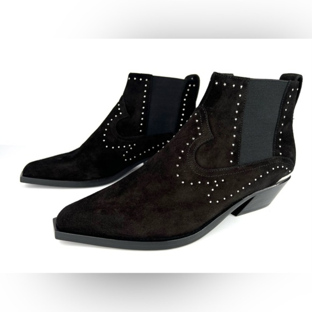 Rag & Bone NIB $550 Westin Black Suede Studded Chelse Ankle Boot Size EU 36